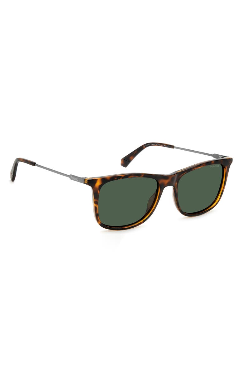 Polaroid 55mm Polarized Rectangular Sunglasses, Alternate, color, Havana/ Green Polarized