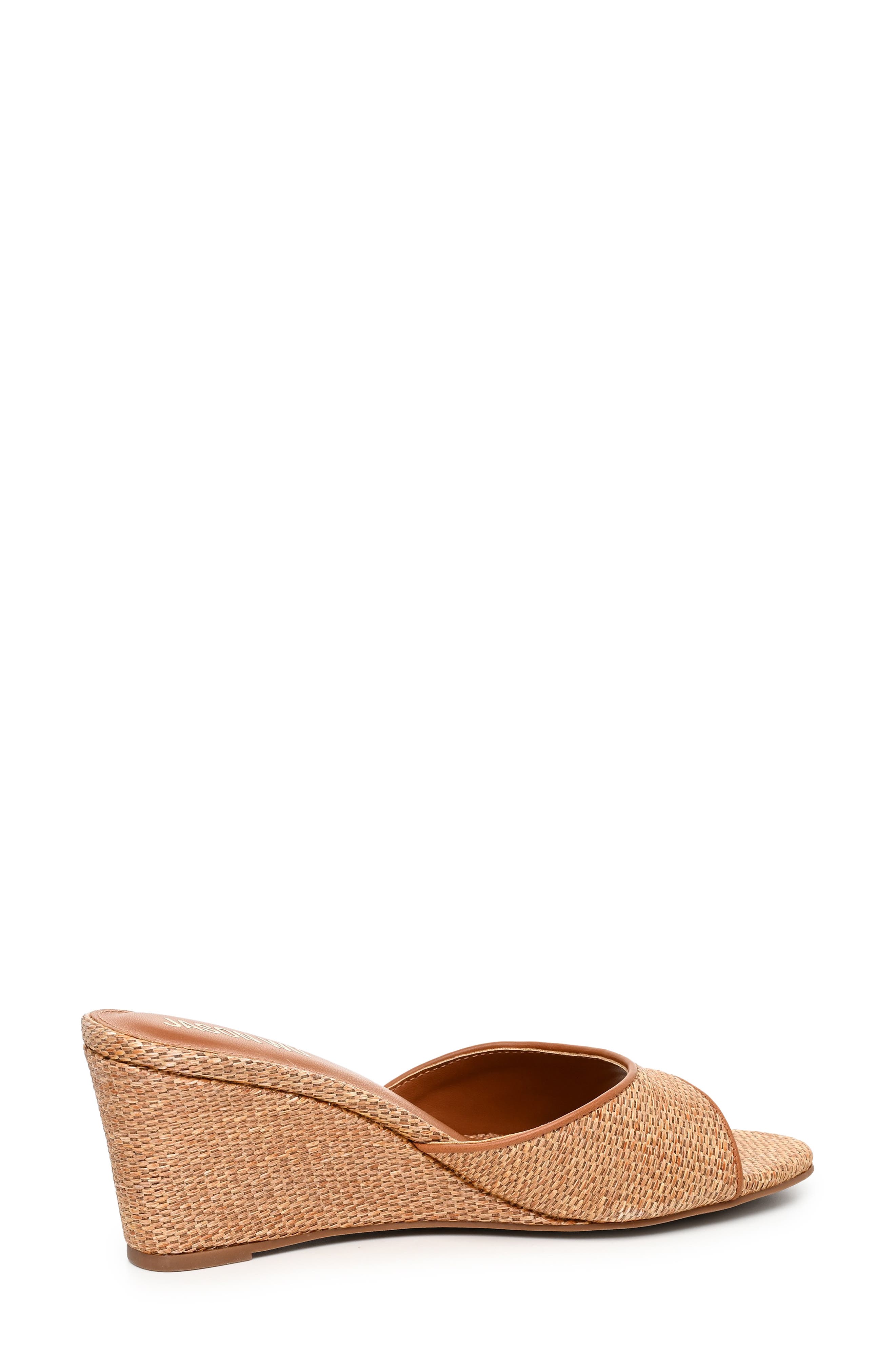 Raffia Wedge Slide Sandal, Alternate, color, DARK RAFFIA