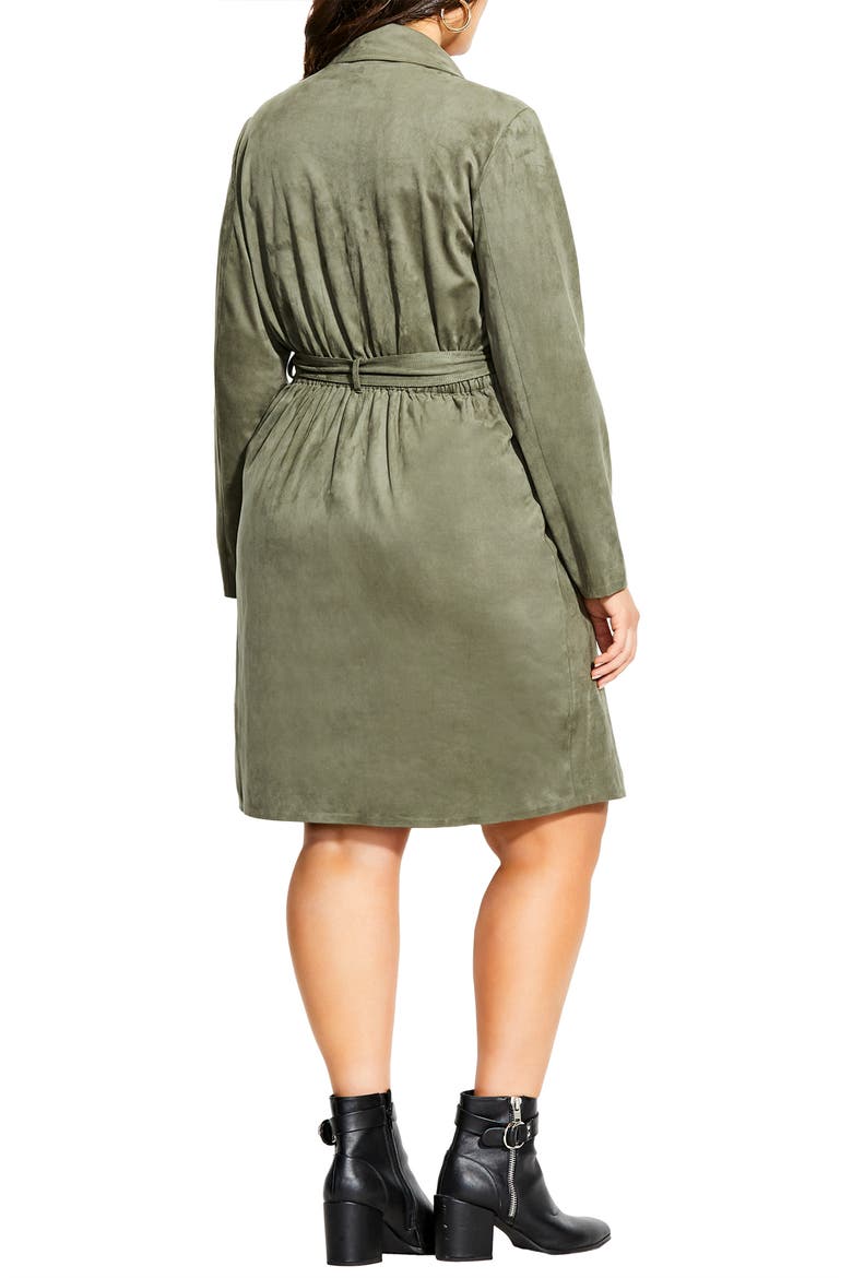 Faux Suede Trench Coat, Alternate, color, PISTACHIO