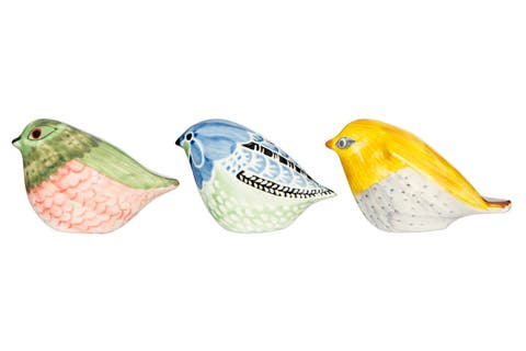 Hand Painted Stoneware Bird Figurine (Set of 3 Colors)