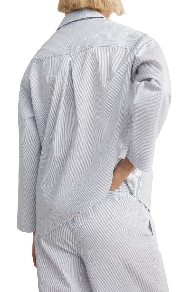 MANGO Stripe Cotton Blend Pajama Top, Alternate, color, White