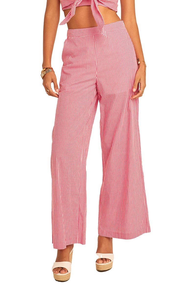 Check Wide Leg Pants, Main, color, RED