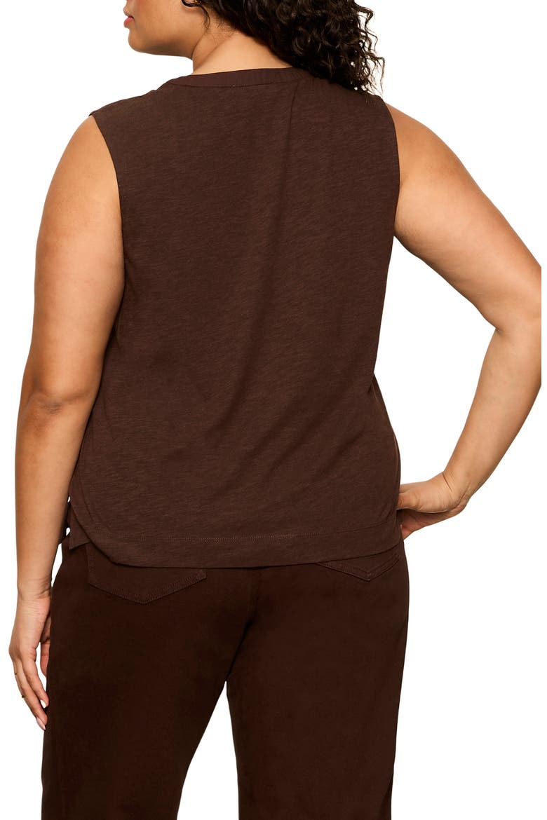 Front Button Sleeveless Top, Alternate, color, RICH SOIL BROWN