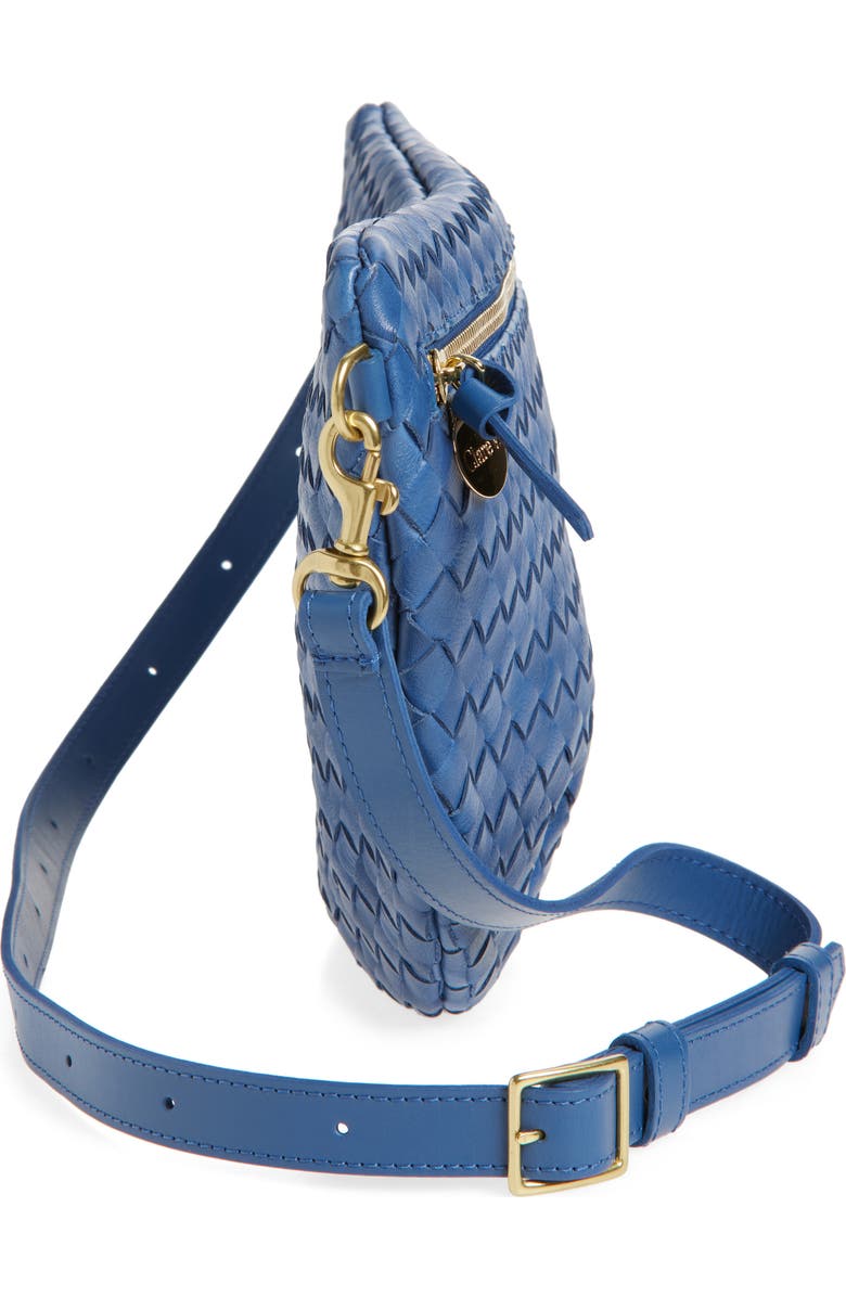 Clare V. Medium Grande Woven Leather Belt Bag, Alternate, color, French Blue