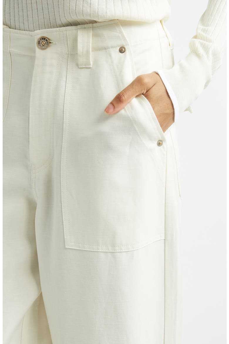 Hymn High Waist Linen Blend Wide Leg Pants, Alternate, color, IVORY