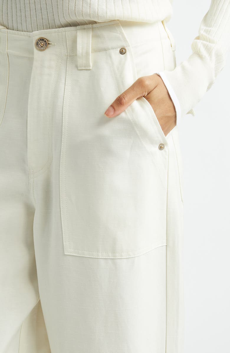 Wales Bonner Hymn High Waist Linen Blend Wide Leg Pants, Alternate, color, Ivory