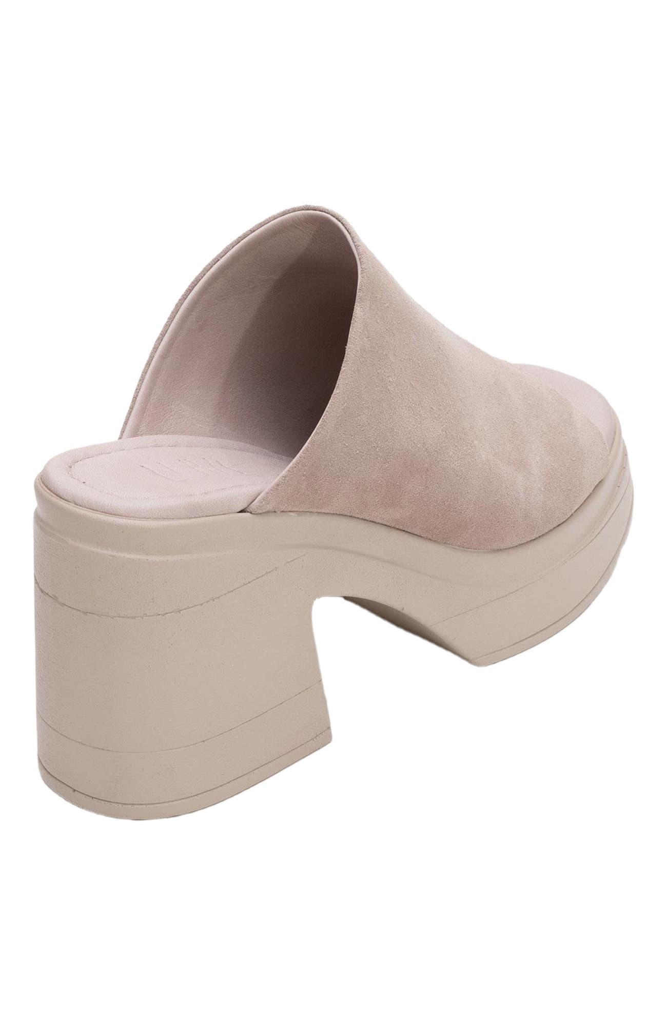 Nola Leather Platform Mules, Alternate, color, Dark Beige Suede Leather