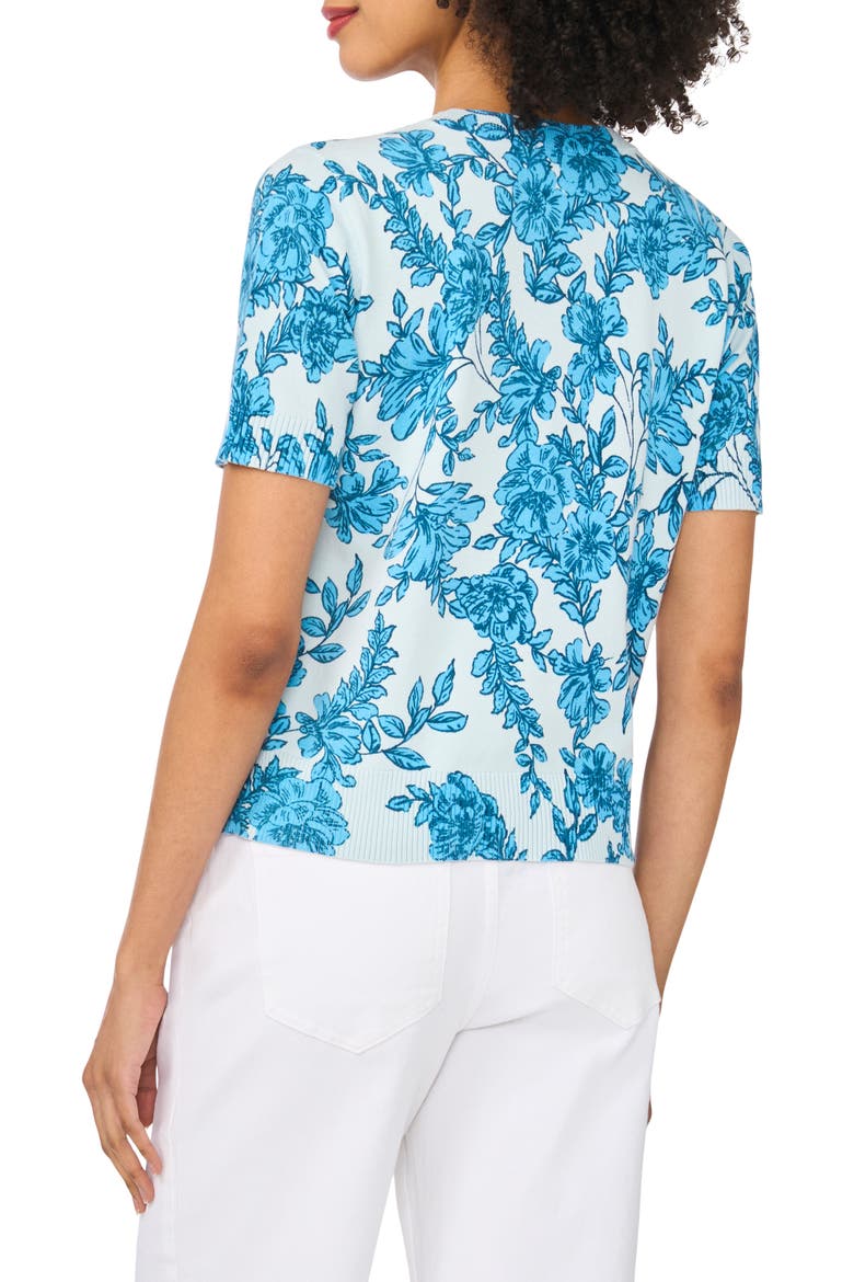Printed Short Sleeve Cotton Sweater, Alternate, color, BLUE CLOUD FLORAL