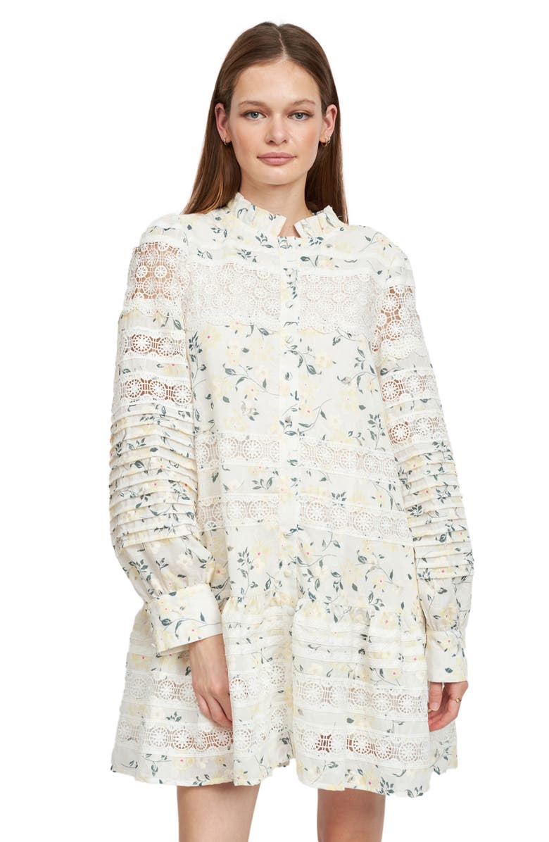 En Saison Lou Lou Floral Lace Long Sleeve Minidress, Alternate, color,