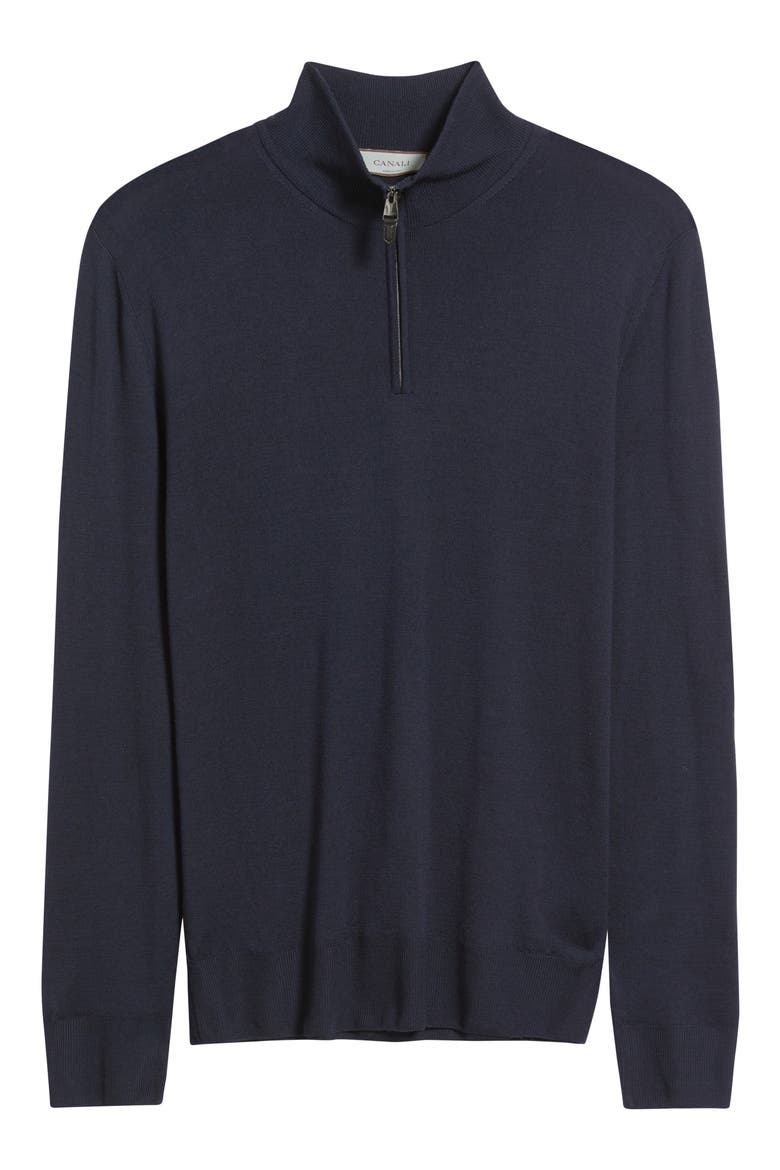 Quarter Zip Wool Blend Sweater, Alternate, color, NAVY