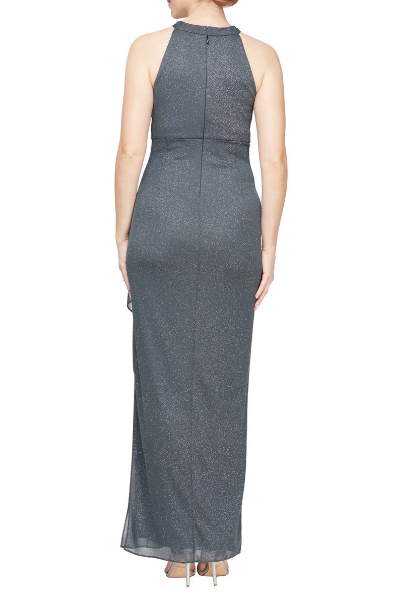 Alex Evenings Halter Glitter Formal Gown, Alternate, color,