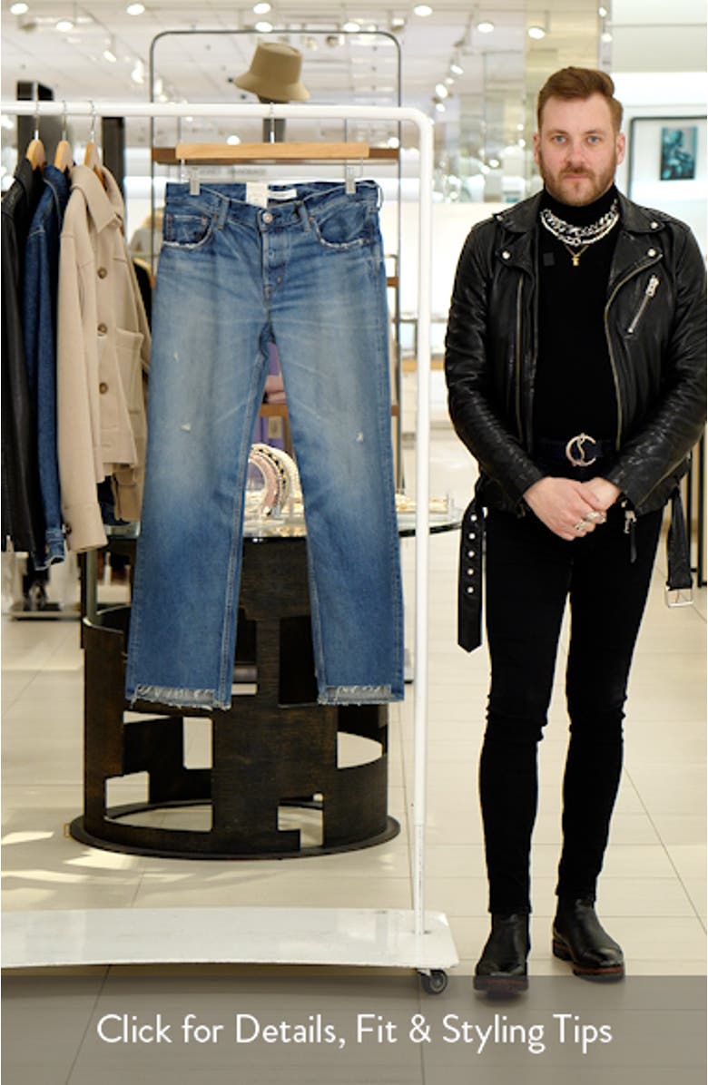 Bethpage Step Raw Hem Straight Leg Jeans, sales video thumbnail