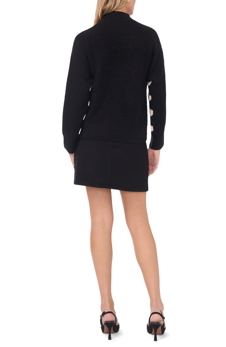 Vince Camuto Zig Zag Motif Mock Neck Sweater, Alternate, color, Rich Black