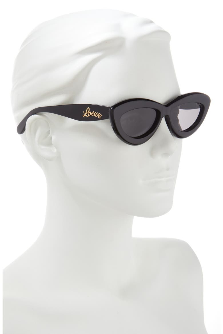 Curvy 54mm Cat Eye Sunglasses, Alternate, color, SHINY BLACK / SMOKE