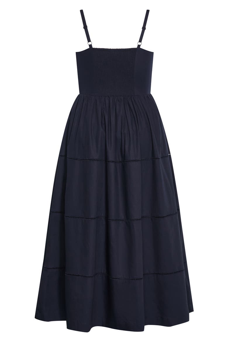 Vani Corset Bodice Cotton Maxi Dress, Alternate, color, NAVY