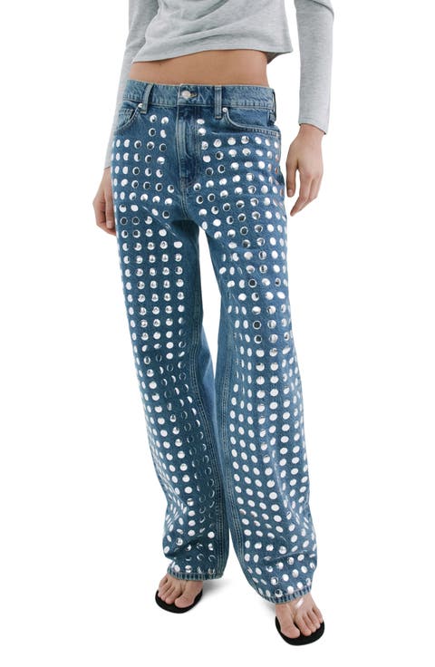 Studded Straight Leg Jeans