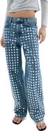 MANGO Studded Straight Leg Jeans