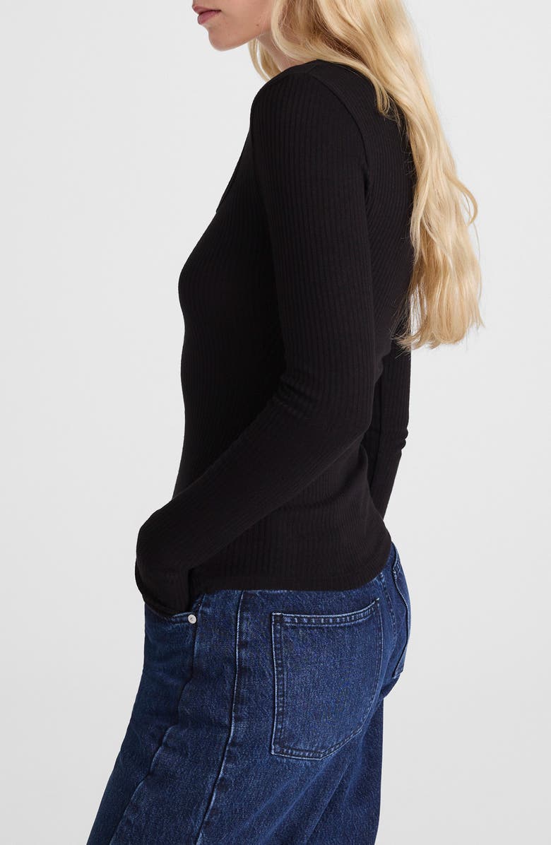 Madewell Square Neck Long Sleeve Top, Alternate, color, Jet Black