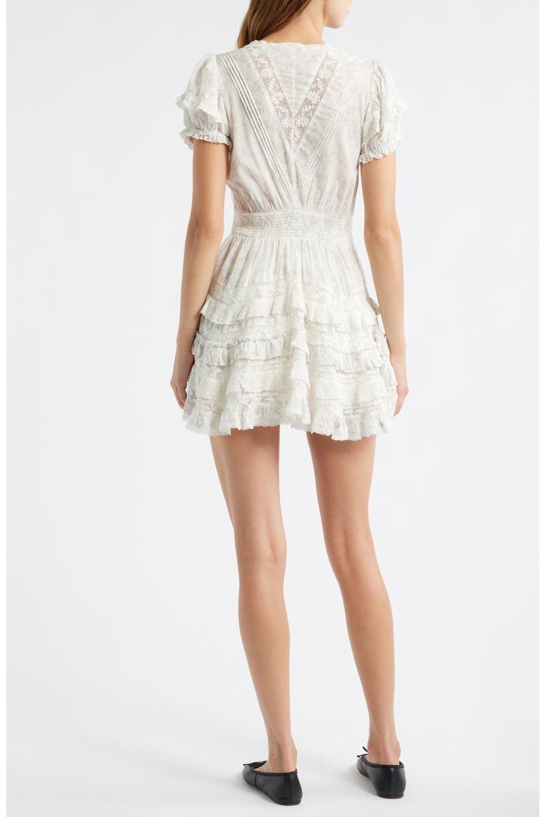 Nivara Lace Inset Tiered Cotton Mini Sundress, Alternate, color, CHANTILLY