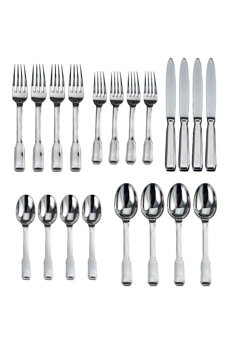 Art Deco 20-Piece Flatware Set, Alternate, color, SILVER