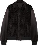 Balmain Monogram Velvet & Satin Bomber Jacket