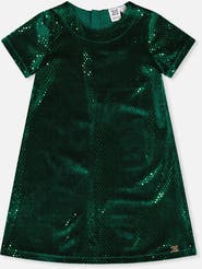 Deux par Deux Short Sleeve A-Line Sparkle Velvet Dress
