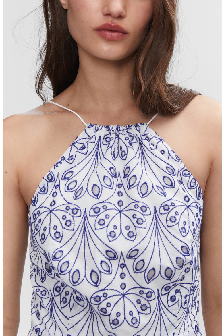 Embroidered Halter Neck Maxi Dress, Alternate, color, BLUE