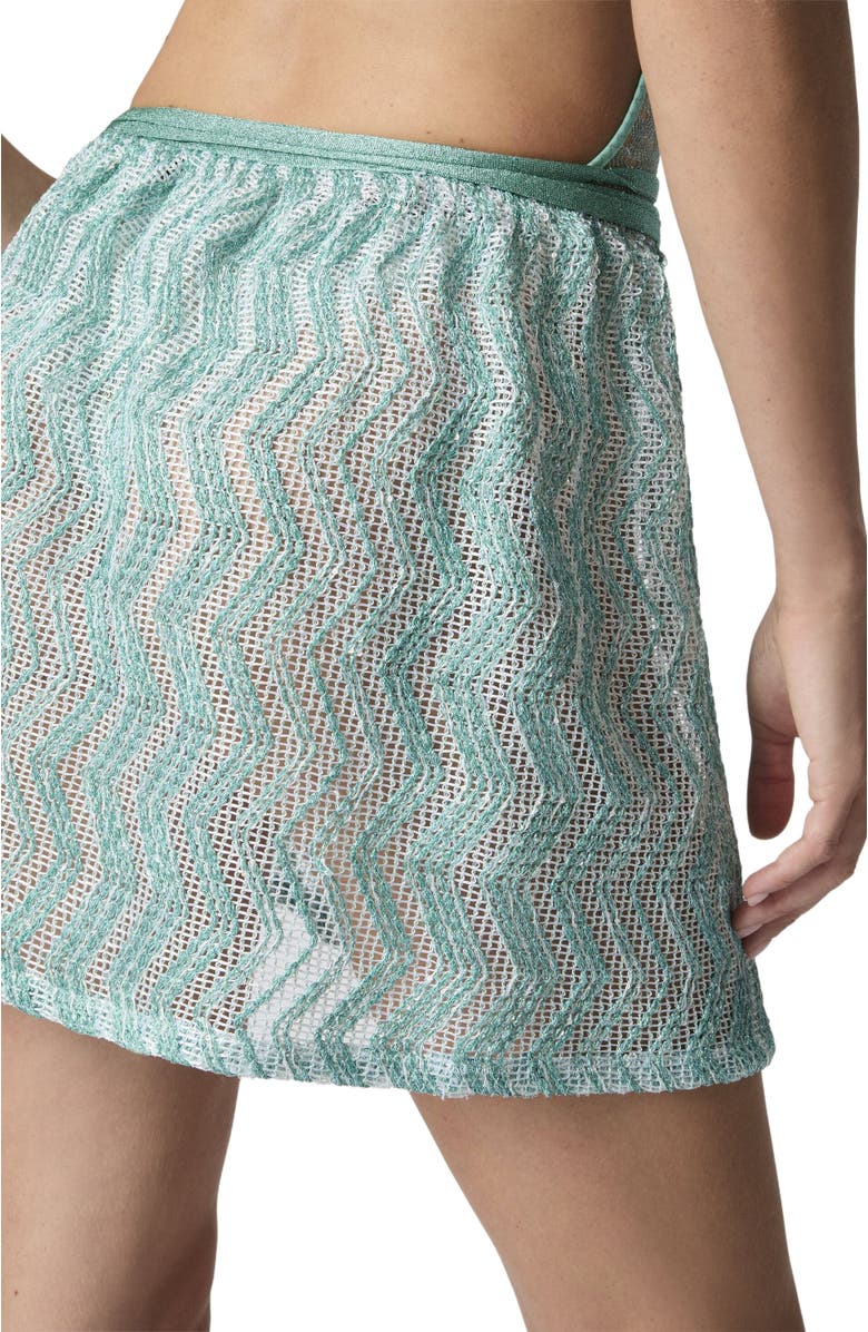 Missoni Zigzag Mesh Pareo Mini Skirt With Sequins, Alternate, color, Light Blue