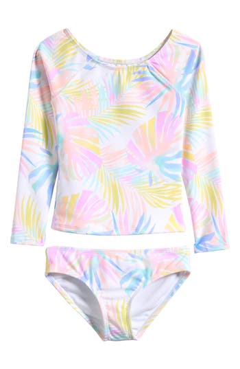 RAISINS RAISINS KIDS' HONEY RASHGUARD TOP & BIKINI BOTTOMS SET
