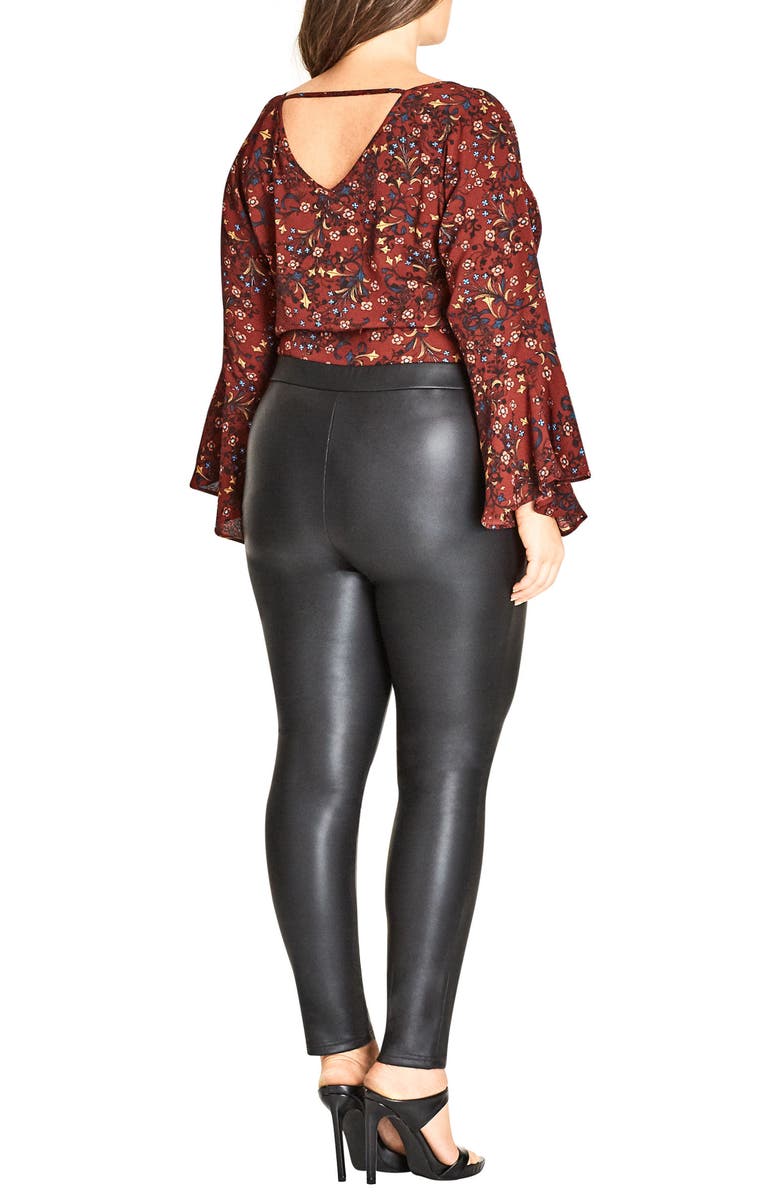 City Chic Asha Wet Look Leggings, Alternate, color, 