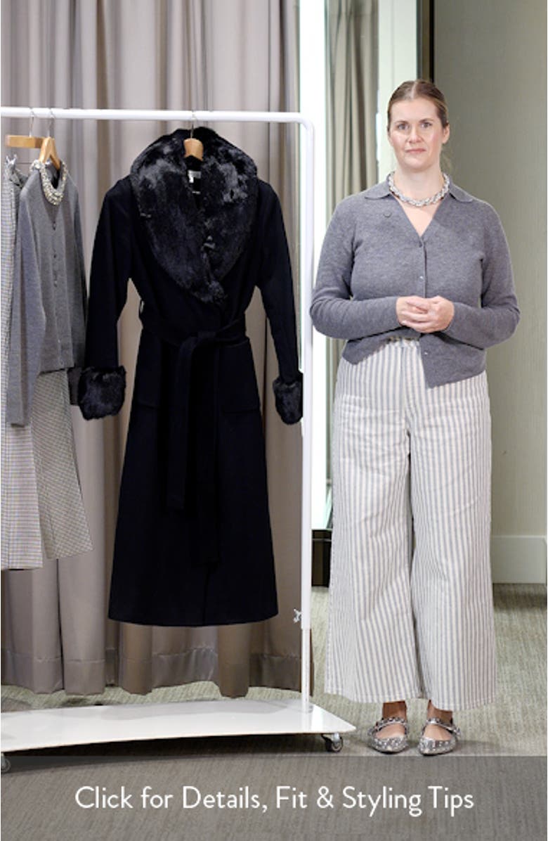 Wool Blend Coat with Faux Fur Trim, sales video thumbnail