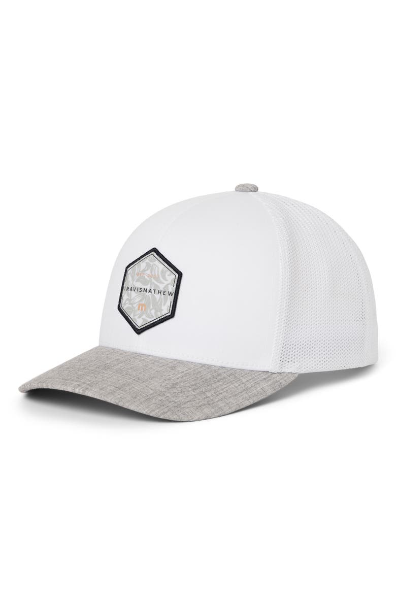 TravisMathew Full Passport Snapback Baseball Cap, Main, color, White