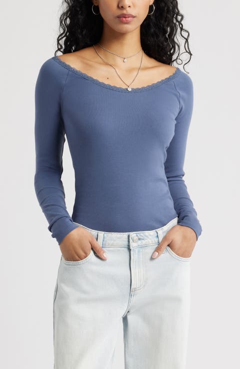Lace Trim Long Sleeve Top