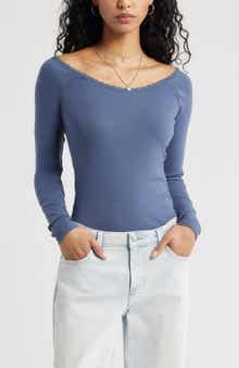 BP. Lace Trim Long Sleeve Top