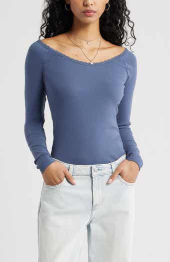 BP. Lace Trim Long Sleeve Top