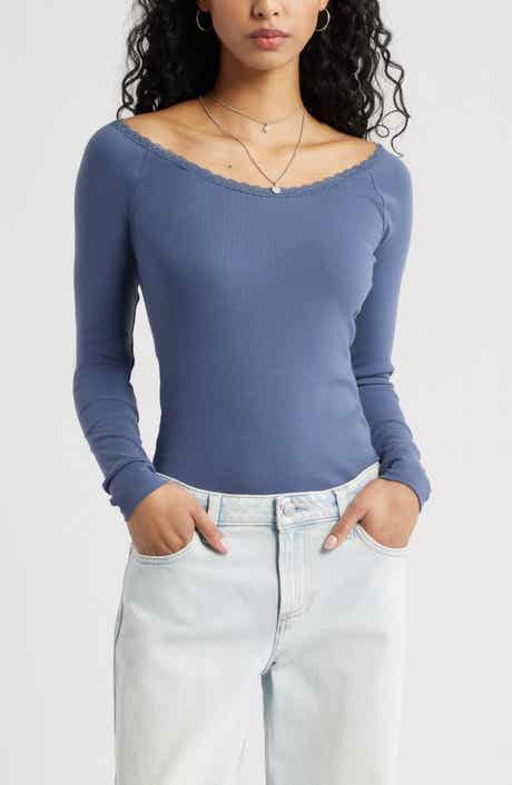 BP. Lace Trim Long Sleeve Top