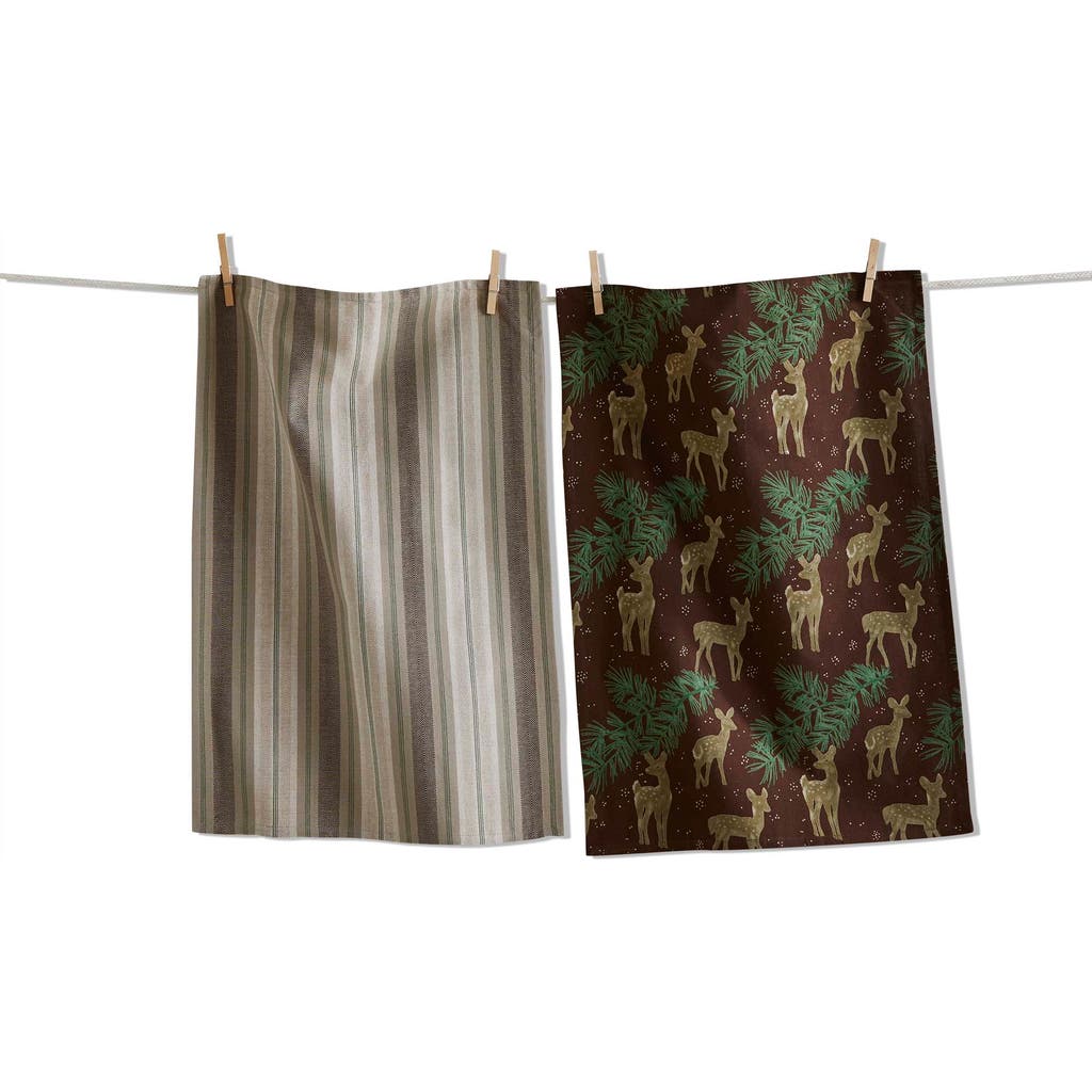 Tag Wilde Pine Deer Dishtowel Set In Brown