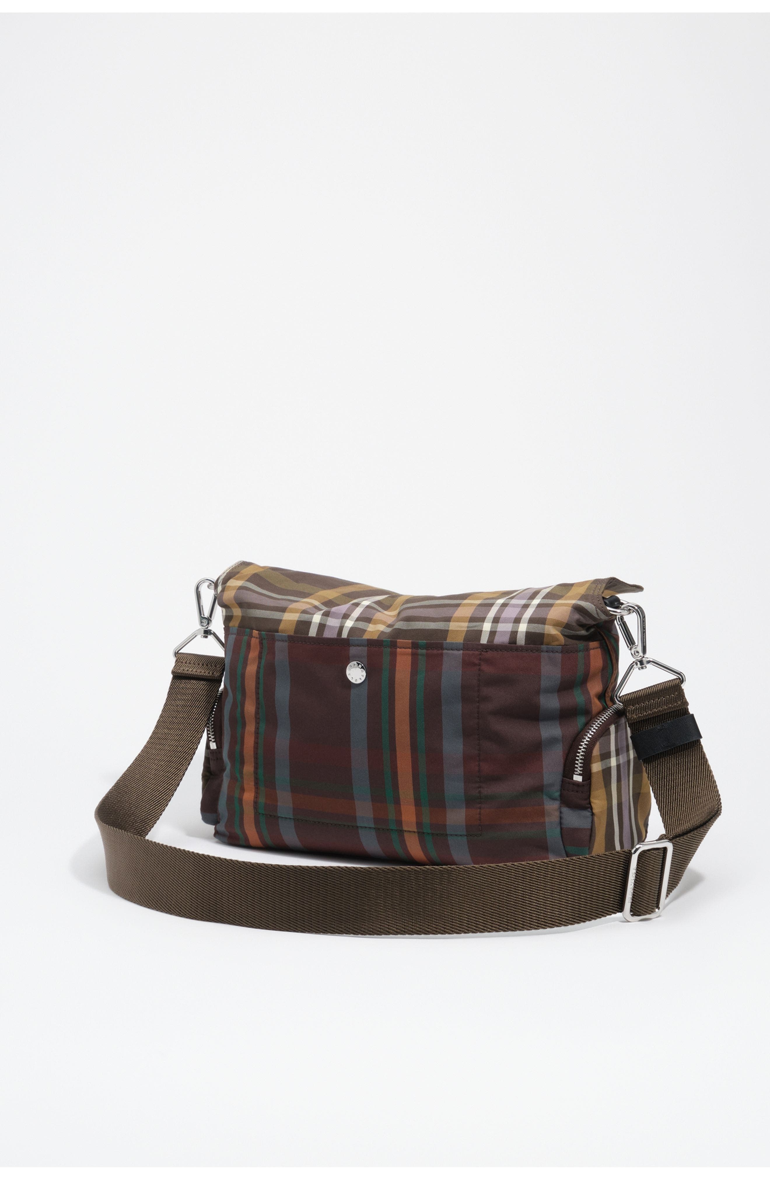 Large Tartan Pocket Flap Bag, Alternate, color, TARTAN CHOCOLATE GREEN