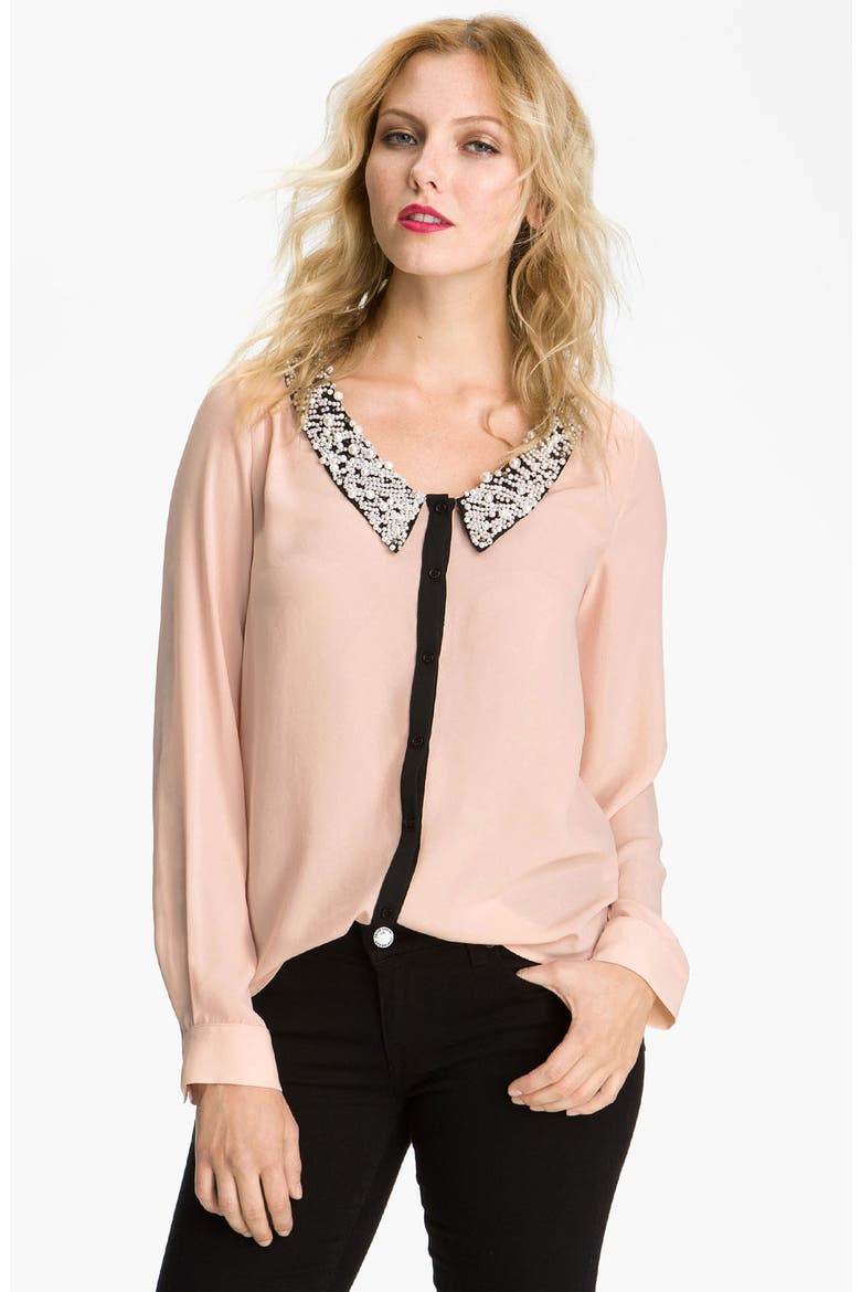 Embellished Collar Shirt, Main, color, BLUSH