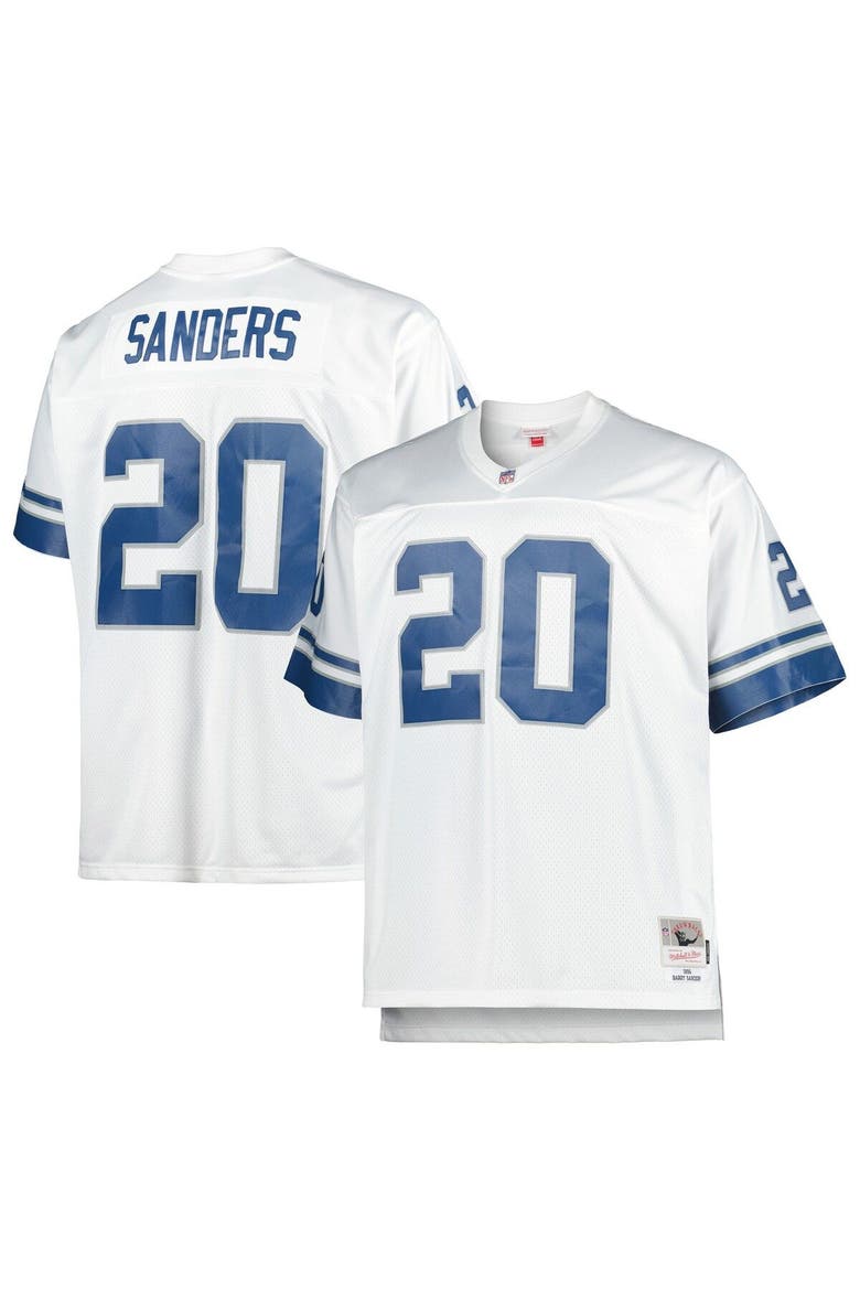 Men's Mitchell & Ness Barry Sanders White Detroit Lions Big & Tall 1996 Retired Player Replica Jersey, Main, color, White