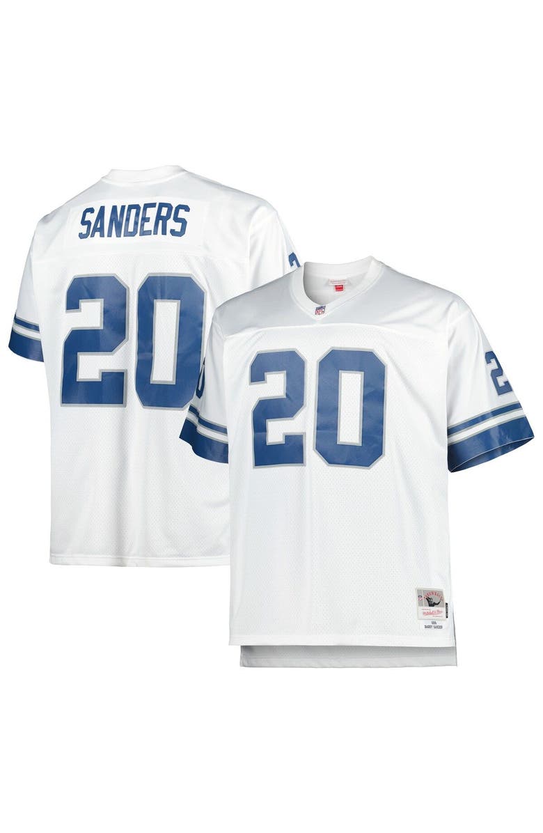 Mitchell & Ness Men's Mitchell & Ness Barry Sanders White Detroit Lions Big & Tall 1996 Retired Player Replica Jersey, Main, color, White