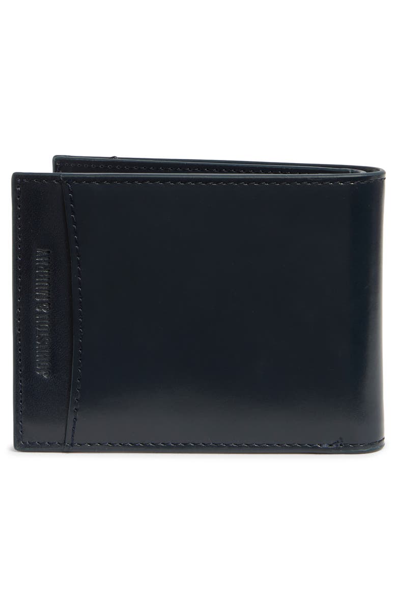 Johnston & Murphy Brushoff Bifold Leather Wallet, Alternate, color, Navy