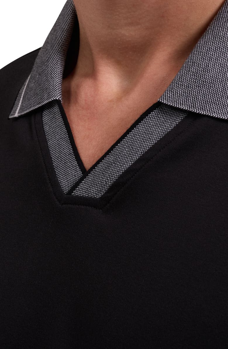 Bugatchi Pima Cotton Johnny Collar Polo, Alternate, color, Black