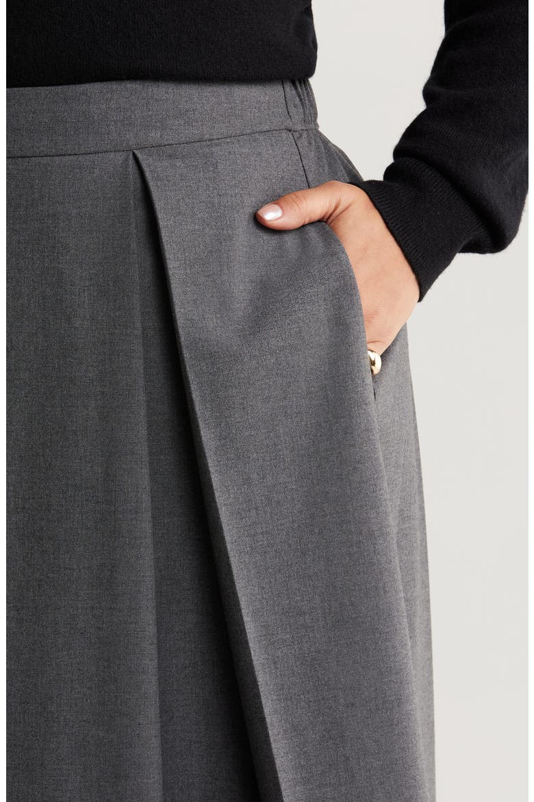 Pleated Midi Skirt, Alternate, color, GREY DARK HEATHER