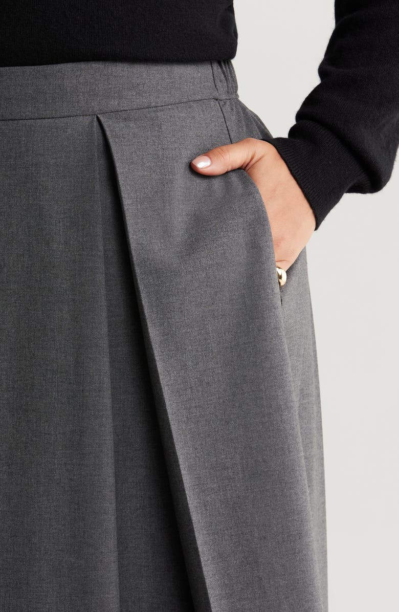 Nordstrom Pleated Midi Skirt, Alternate, color, Grey Dark Heather