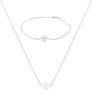 Bearfruit Jewelry Sterling Silver 18k Gold Plated Abby Pearl Necklace & Bracelet Set Modern