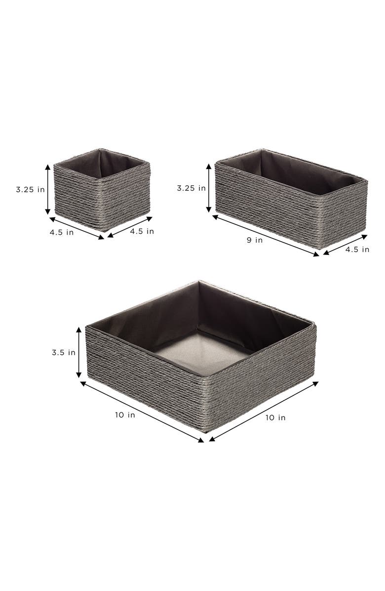 SORBUS Set of 4 Woven Rope Storage Baskets, Alternate, color, Grey