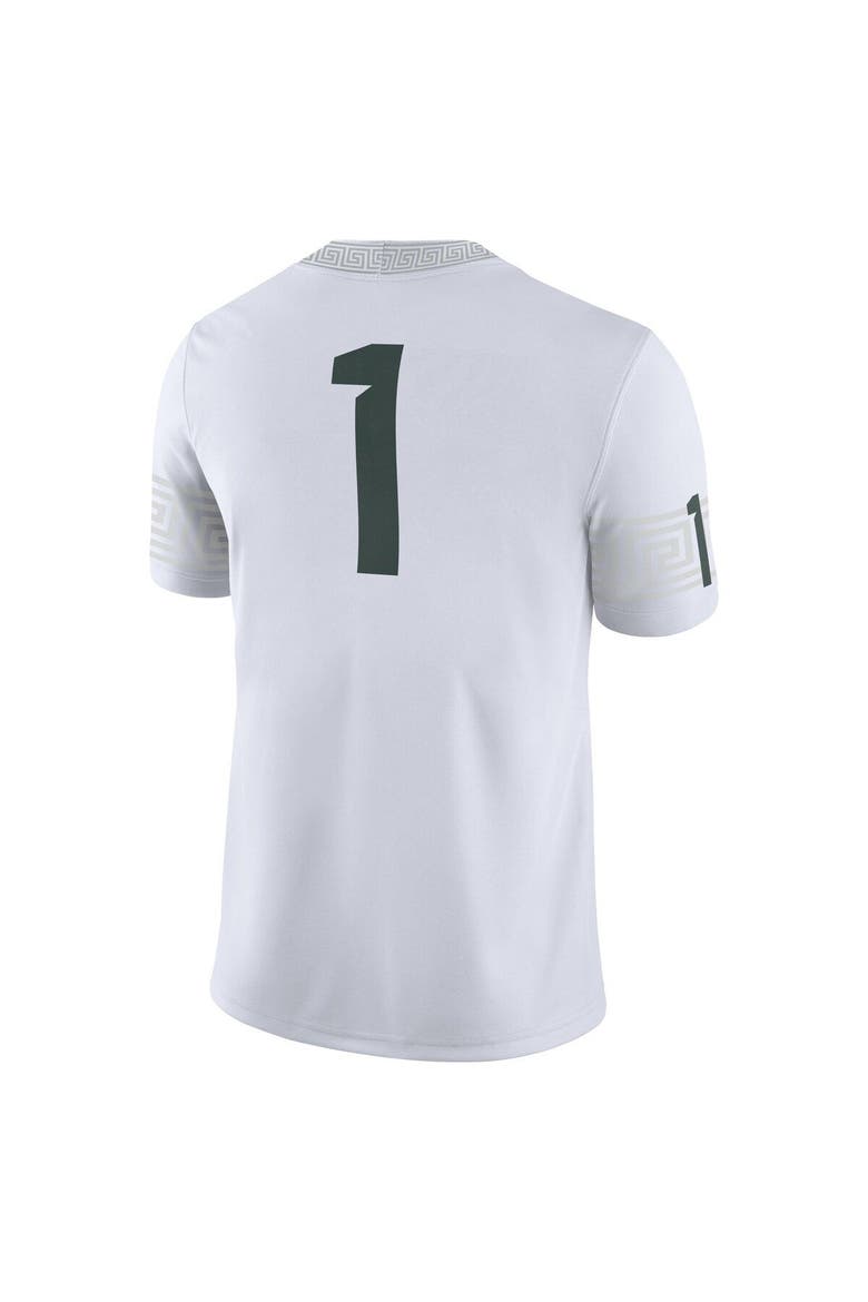 Men's Nike #1 White Michigan State Spartans Football Game Jersey, Alternate, color, White