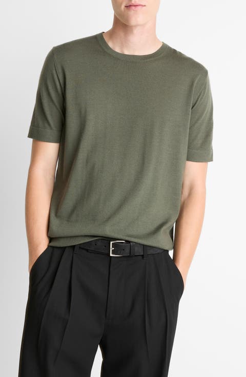 Short Sleeve Wool & Cashmere Crewneck Sweater