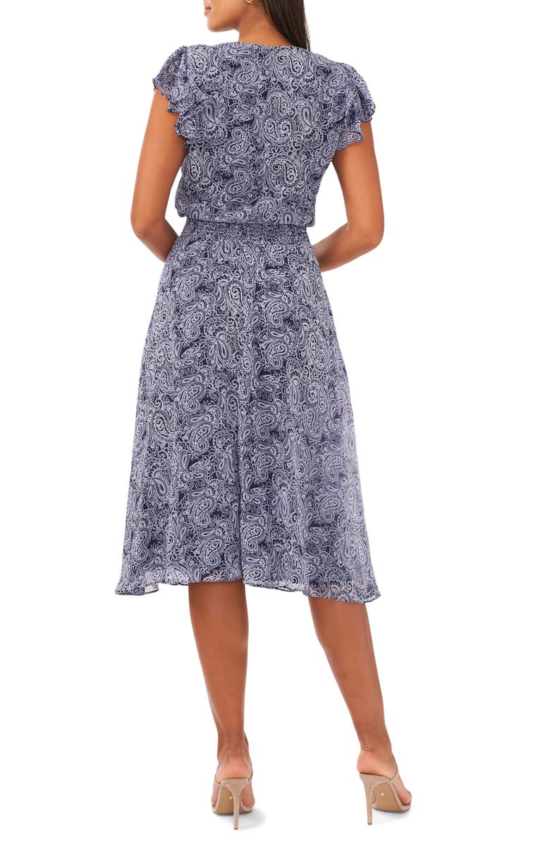 Chaus Paisley Smocked Waist Midi Dress, Alternate, color, 
